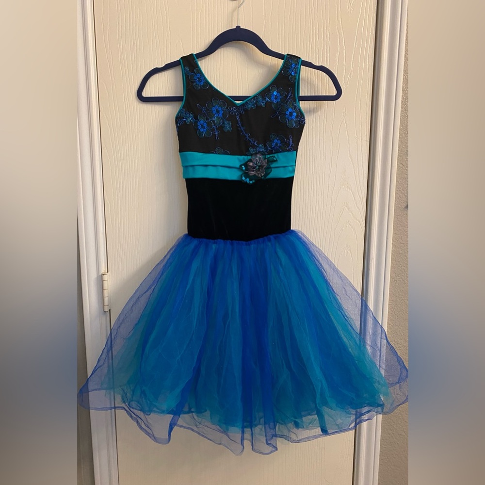 Blue teal floral ballet costume